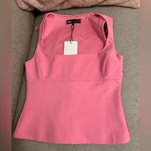Zara pink square neck top S
